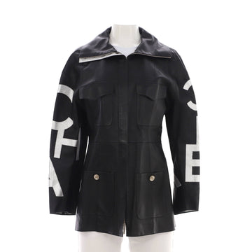 Chanel Women's Logo Four Pocket Zipped Coat Leather