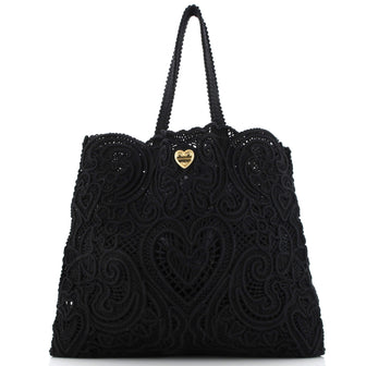 Dolce & Gabbana Beatrice Tote Bag Crochet Lace Jacquard Large