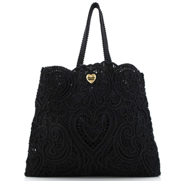 Dolce & Gabbana Beatrice Tote Bag Crochet Lace Jacquard Large