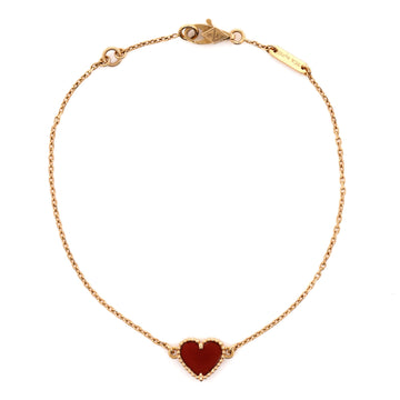 Van Cleef & Arpels Sweet Alhambra Heart Bracelet 18K Rose Gold with Carnelian