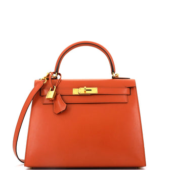Hermes Kelly Handbag Orange Tadelakt with Gold Hardware 28