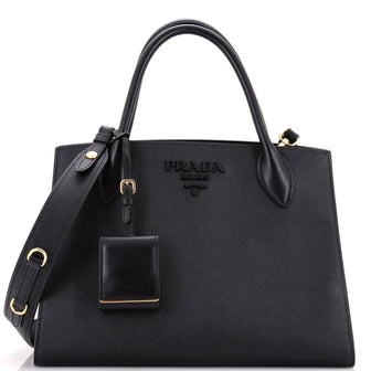 Prada Monochrome Tote Saffiano with City Calf Medium
