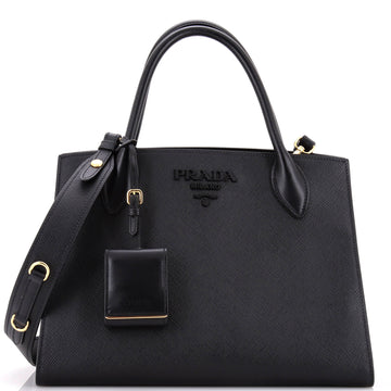 Prada Monochrome Tote Saffiano with City Calf Medium