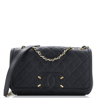 Chanel Filigree Flap Bag Quilted Caviar Medium