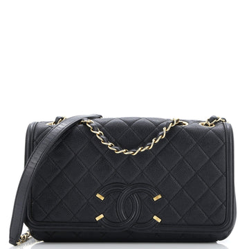 Chanel Filigree Flap Bag Quilted Caviar Medium