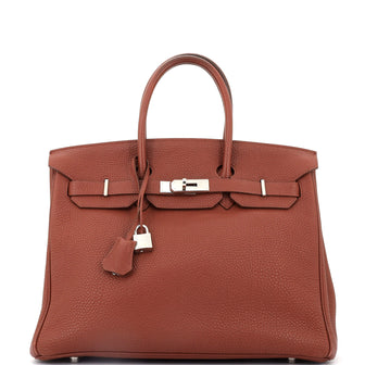 Hermes Birkin Handbag Brown Togo with Palladium Hardware 35