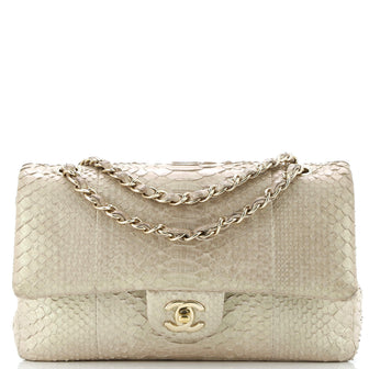 Chanel Classic Double Flap Bag Iridescent Python Medium