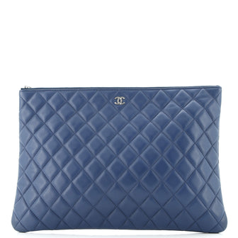 Chanel O Case Clutch Quilted Lambskin Large