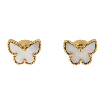 Van Cleef & Arpels Sweet Alhambra Butterfly Stud Earrings 18K Yellow Gold and Mother of Pearl