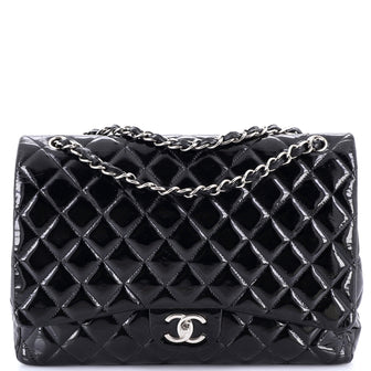 Chanel Classic Double Flap Bag Quilted Patent Maxi