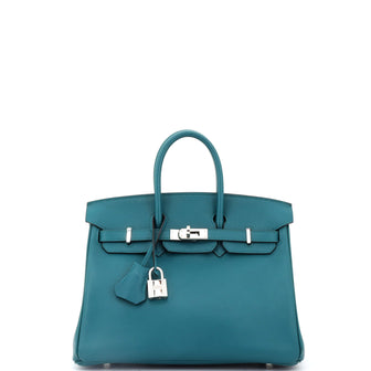 Hermes Birkin Handbag Green Swift with Palladium Hardware 25