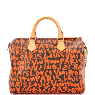 Louis Vuitton Speedy Handbag Limited Edition Monogram Graffiti 30 Brown ...