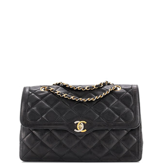 Chanel Vintage Two Tone CC Flap Bag Quilted Lambskin Medium