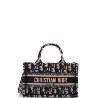 Christian Dior Book Tote with Strap Oblique Canvas Mini