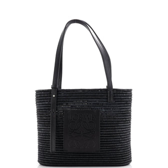 Loewe Square Basket Tote Woven Raffia Small