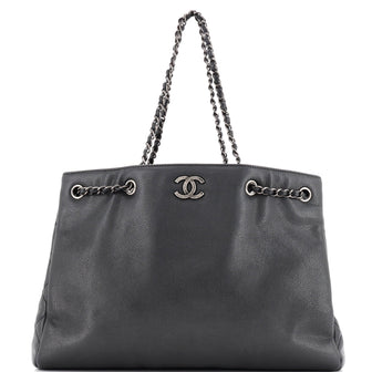 Chanel Woven Chain Shopping Tote Caviar Large