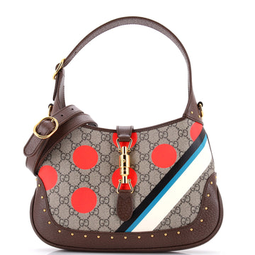 Gucci Jackie 1961 Hobo Studded Printed GG Coated Canvas Small
