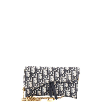 Christian Dior Saddle Chain Wallet Oblique Canvas