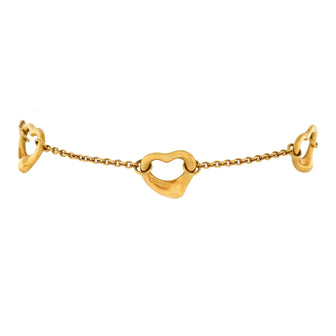 Tiffany & Co. Elsa Peretti Open Heart 5 Charm Bracelet 18K Yellow Gold
