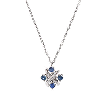 Tiffany & Co. Schlumberger Lynn Pendant Necklace Platinum with Blue Sapphires