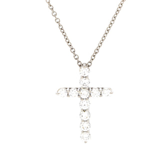 Tiffany & Co. Cross Pendant Necklace Platinum and Diamonds Small