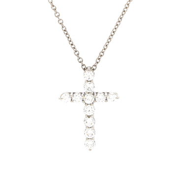 Tiffany & Co. Cross Pendant Necklace Platinum and Diamonds Small