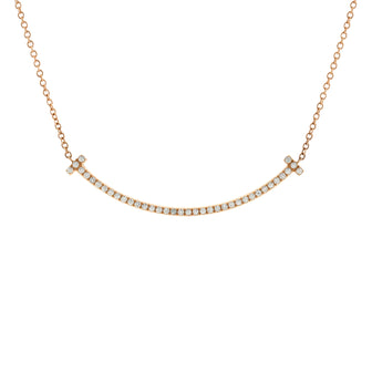 Tiffany & Co. T Smile Pendant Necklace 18K Rose Gold with Diamonds Small