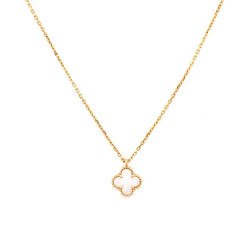 Van Cleef & Arpels Sweet Alhambra Pendant Necklace 18K Yellow Gold and Mother of Pearl