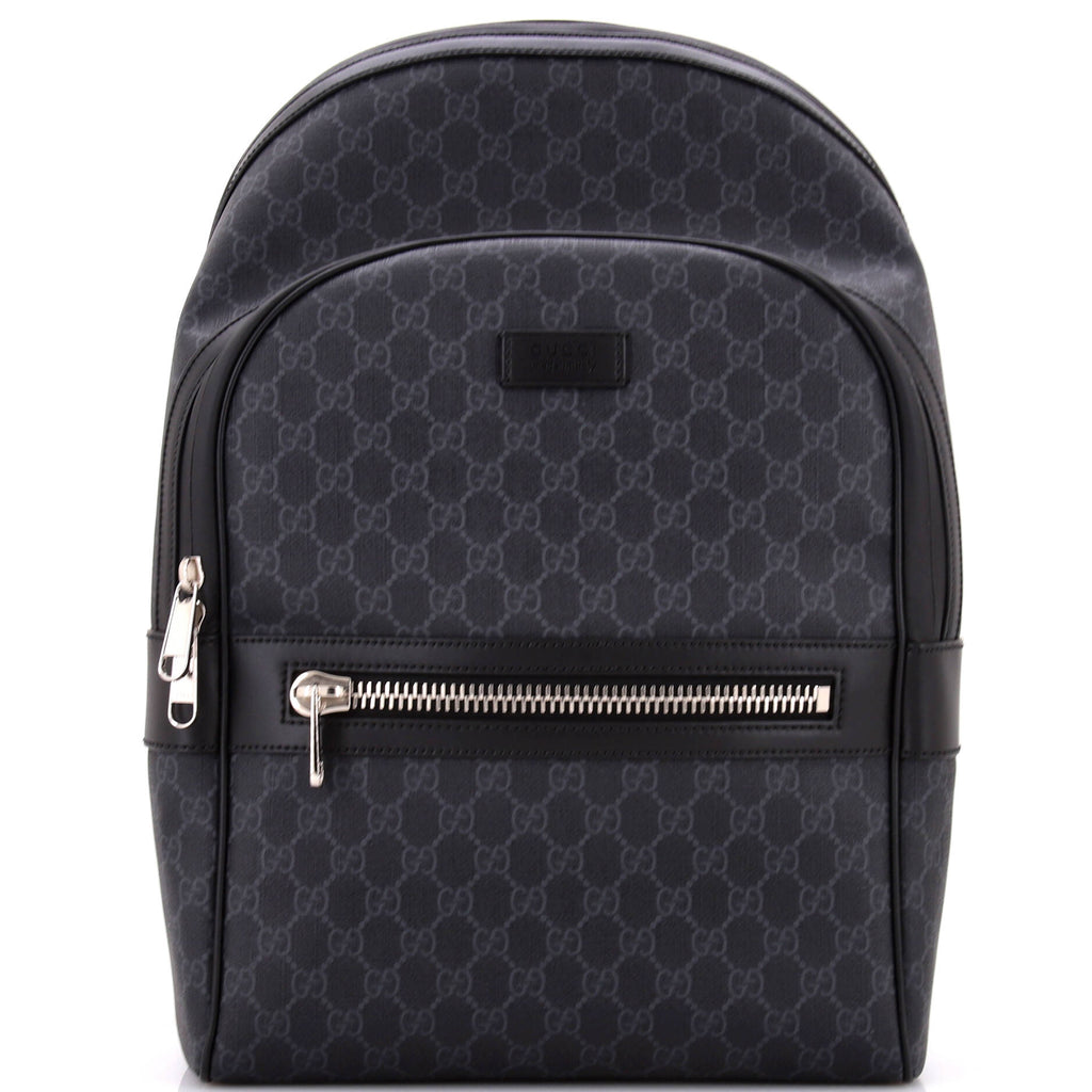 Gucci Front Zip Pocket Backpack GG Coated Canvas Medium 339457