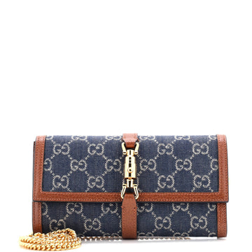 Gucci Jackie 1961 Continental Chain Wallet GG Denim