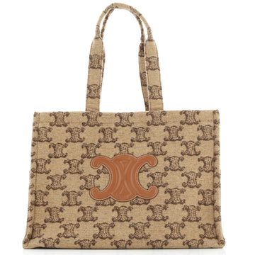 Celine Cabas Thais Tote Triomphe Jacquard Raffia Large