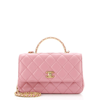 Chanel Quilted Metal Top Handle Flap Bag Quilted Lambskin Small