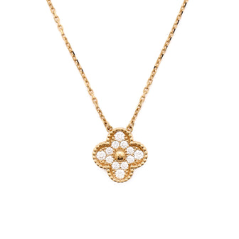 Van Cleef & Arpels Vintage Alhambra Pendant Necklace 18K Yellow Gold and Diamonds