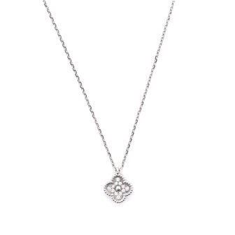 Van Cleef & Arpels Sweet Alhambra Pendant Necklace 18K White Gold with Diamonds