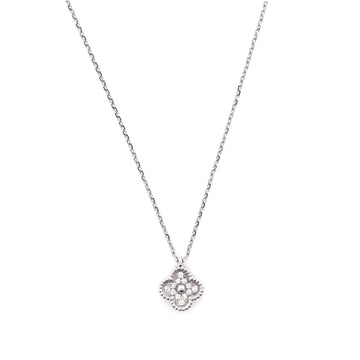 Van Cleef & Arpels Sweet Alhambra Pendant Necklace 18K White Gold with Diamonds
