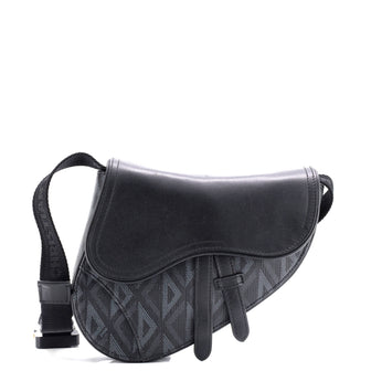 Christian Dior CD Buckle Saddle Belt Bag CD Diamond Coated Canvas and Leather