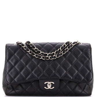 Chanel Classic Single Flap Bag Quilted Caviar Jumbo