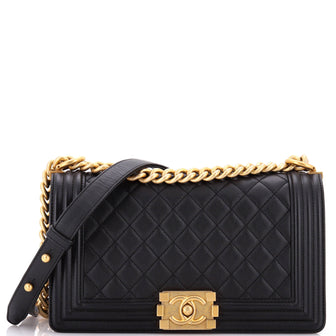 Chanel Boy Flap Bag Quilted Caviar Old Medium