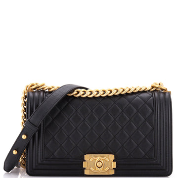 Chanel Boy Flap Bag Quilted Caviar Old Medium