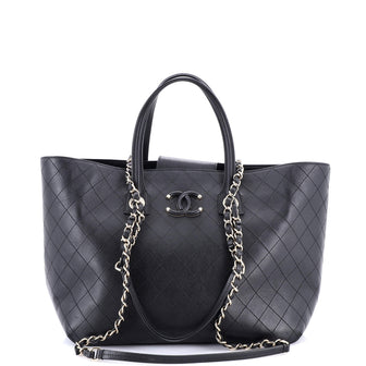 Chanel Covered CC Shopping Tote Stitched Calfskin Medium