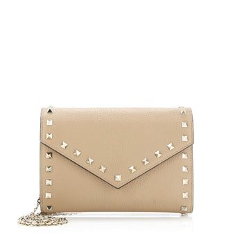 Valentino Garavani Rockstud Envelope Chain Wallet Leather