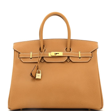 Hermes Birkin Handbag Brown Ardennes with Gold Hardware 35