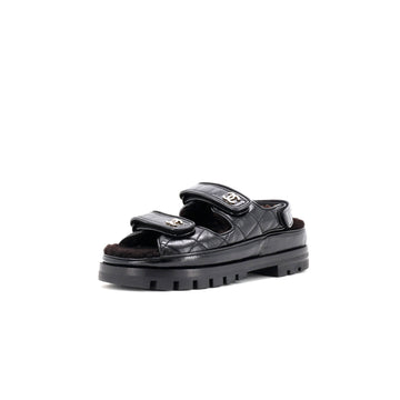 Chanel Women's Velcro Dad Sandals Leather and Shearling
