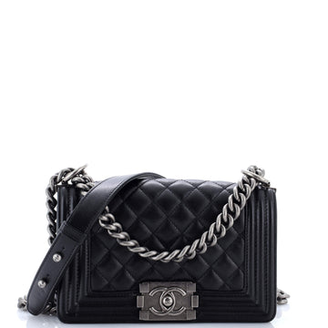 Chanel Boy Flap Bag Quilted Caviar Small