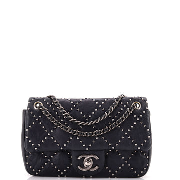 Chanel Paris-Dallas Metal Beauty Flap Bag Studded Quilted Distressed Calfskin Small