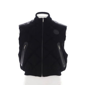 Hermes Women's Short Puffer Vest Quilted Cashmere with Leather