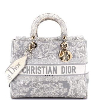 Christian Dior Lady D-Lite Bag Embroidered Canvas Large