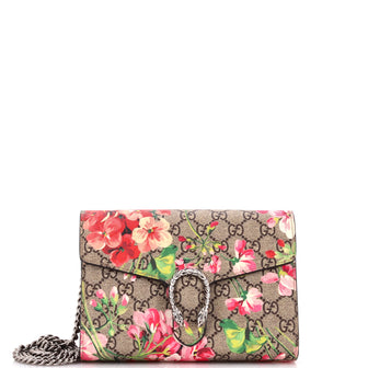 Gucci Dionysus Chain Wallet Blooms Print GG Coated Canvas Small