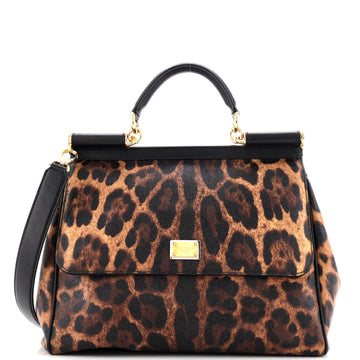 Dolce & Gabbana Miss Sicily Bag Leopard Print Leather Large