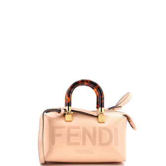 Fendi Logo By The Way Top Handle Bag Embossed Leather Mini